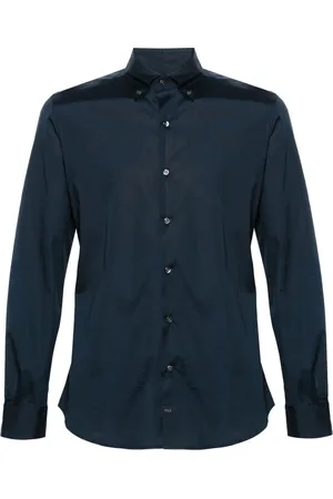 FAY Homme, Chemises, Bleu, Taille: S Chemise Popeline Mélange de Coton Bleue
