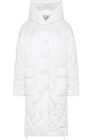 Duno Femme, Manteaux, Blanc, Taille: 38 FR Longue doudoune à capuche
