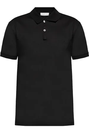 Lanvin Homme, Tops, Noir, Taille: XL Pull Boutonné à Manches Courtes