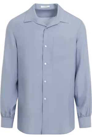 The Row Homme, Chemises, Bleu, Taille: M Élégante Chemise en Soie Grise