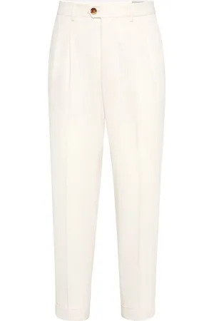 Brunello Cucinelli Homme, Pantalons, Blanc, Taille: S Pantalon Blanc avec Fermeture Cachée