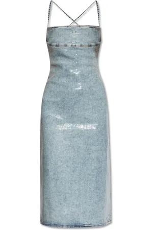 Diesel Femme, Robes, Bleu, Taille: 36 FR Robe en jean sans bretelles