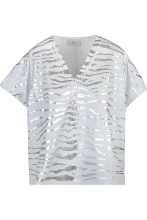 8PM Femme, Blouses et Chemises, Gris, Taille: 40 FR T-shirt en coton Redbury col en V