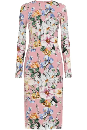Dolce & Gabbana Femme, Robes, Rose, Taille: 42 FR Robe Rose à Imprimé Floral