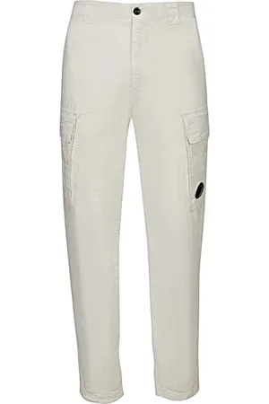 C.P. Company Homme, Pantalons, Blanc, Taille: L Pantalon Décontracté en Coton