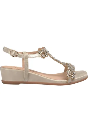 Alma en Pena Femme, Chaussures, Jaune, Taille: 37 EU Sandale compensée détails bijoux