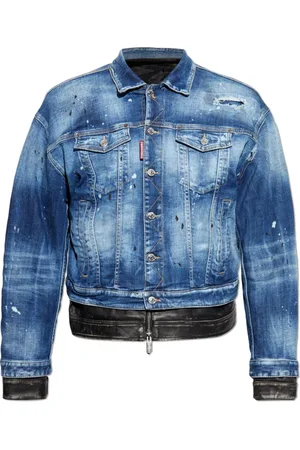 Dsquared2 Homme, Vestes, Bleu, Taille: M Veste Double Denim-Cuir