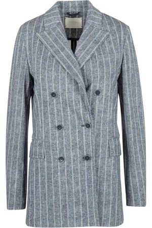 Circolo Femme, Manteaux, Bleu, Taille: 40 FR Blazer à double boutonnage en piqué