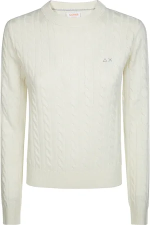 sun68 Femme, Pulls, Blanc, Taille: 38 FR Pull Douillet en Tricot Torsadé