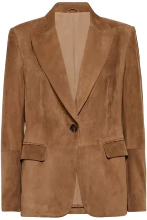 Brunello Cucinelli Femme, Vestes, Brun, Taille: 38 FR Veste marron boutonnée avec poches à rabat