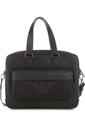 Emporio Armani Homme, Sacs, Noir, Taille: ONE Size Élégant sac de travail en cuir noir