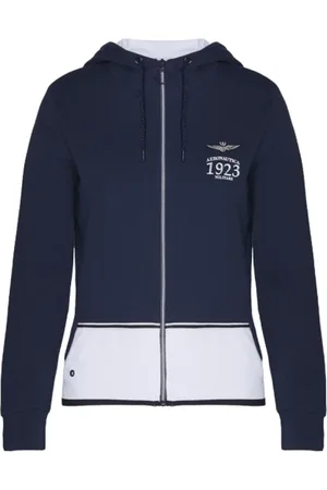 Aeronautica Militare Femme, Sweatshirts et sweats à capuche, Bleu, Taille: 42 FR Fermeture éclair