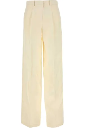 MAGDA BUTRYM Femme, Pantalons, , Taille: 36 FR Pantalon Crème Large en Laine Mélangée