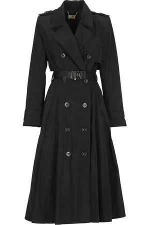 Elisabetta Franchi Femme, Manteaux, Noir, Taille: 38 FR Imperméable Noir avec Col à Revers Classique