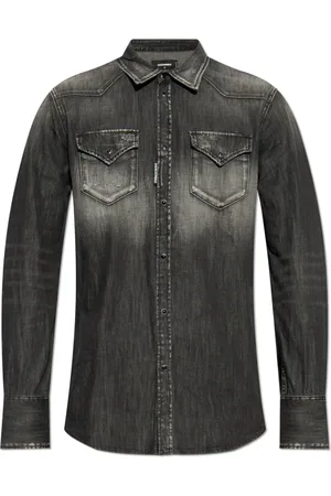 Dsquared2 Homme, Chemises, Gris, Taille: L Chemise en denim à effet vintage