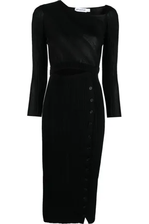 Self-Portrait Femme, Robes, Noir, Taille: 42 FR Robe Midi Noire en Tricot