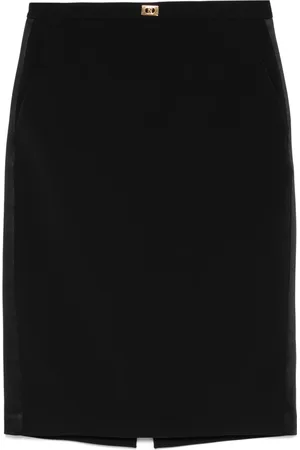 Elisabetta Franchi Femme, Jupes, Noir, Taille: 36 FR Jupe crêpe avec bandes satinées