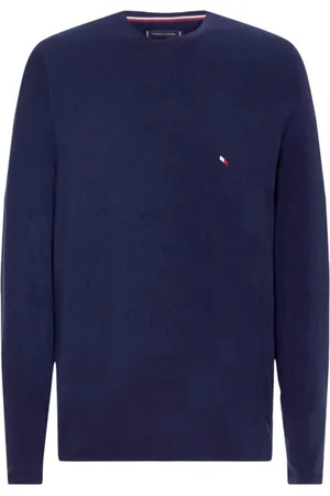 Tommy Hilfiger Homme, Tops, Bleu, Taille: 3XL T-shirt en polyester à manches longues couleur unie