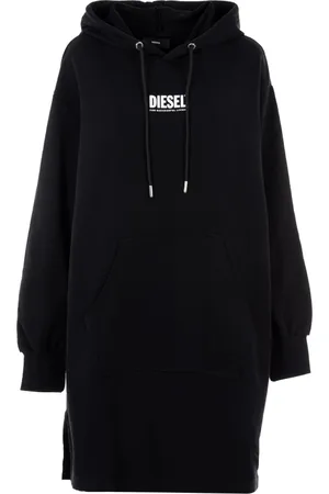 Diesel Femme, Sweatshirts et sweats à capuche, Noir, Taille: 36 FR Robe Courte à Capuche en Coton Noir