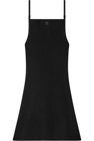 Courrèges Femme, Robes, Noir, Taille: 38 FR Robe en maille côtelée à encolure carrée