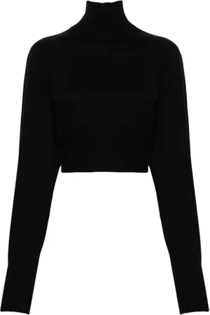 Sportmax Femme, Pulls, Noir, Taille: 40 FR Pull Col Roulé en Tricot de Laine
