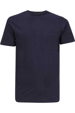 Les Deux Homme, Tops, Bleu, Taille: S T-shirt à col rond côtelé avec poche avant