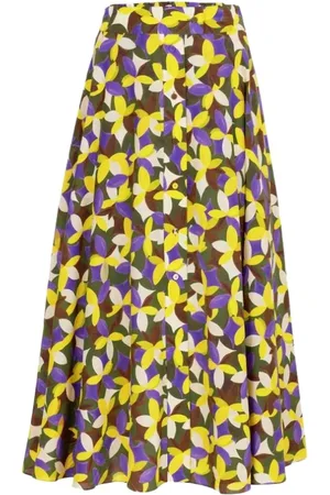Carolina Herrera Femme, Jupes, Multicolore, Taille: 38 FR Jupe Midi en Soie Imprimé Jasmin