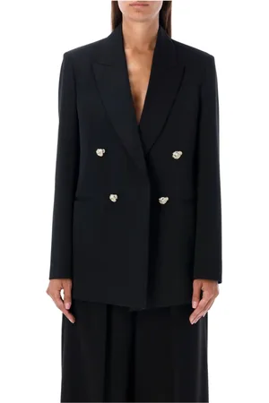 Lanvin Femme, Vestes, Noir, Taille: 38 FR Blazer Noir en Laine avec Épaules Structurées