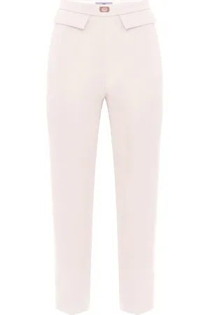 Elisabetta Franchi Femme, Pantalons, Blanc, Taille: 38 FR Pantalon Crêpe Slim