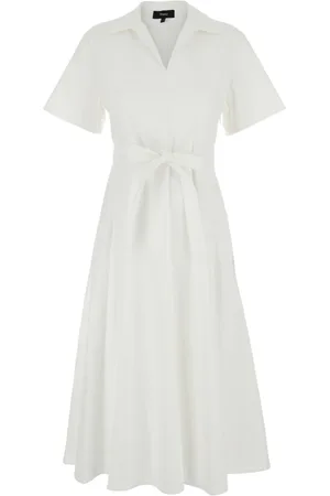 THEORY Femme, Robes, Blanc, Taille: 32 FR Robe Blanche avec Détail de la Fente
