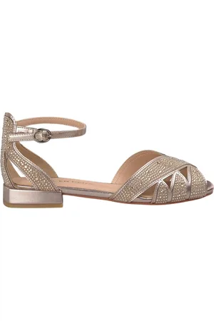 Alma en Pena Femme, Chaussures, Jaune, Taille: 38 EU Sandale plate avec ouverture en strass