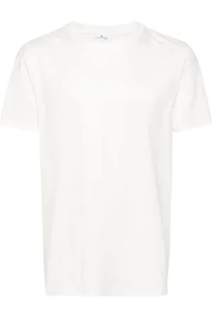 Courrèges Homme, Tops, Blanc, Taille: M T-shirt ras du cou avec logo brodé