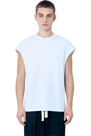 DRIES VAN NOTEN Homme, Tops, Blanc, Taille: L T-Shirt Ras du Cou en Coton à Épaules Tombantes