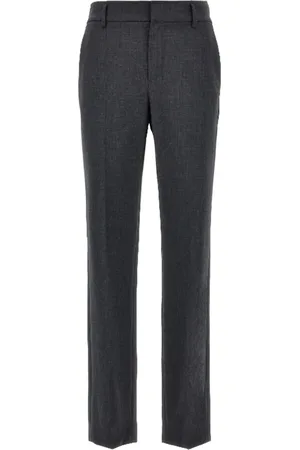 Brunello Cucinelli Femme, Pantalons, Gris, Taille: 38 FR Pantalon Cigarette en Laine Tropicale de Luxe
