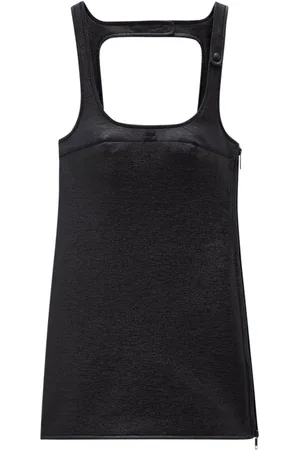 Courrèges Femme, Robes, Noir, Taille: 40 FR Robe Trapèze Noire en Similicuir