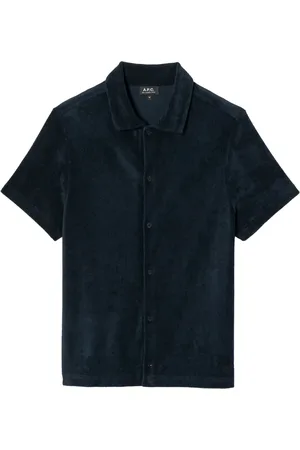 A.P.C. Homme, Chemises, Bleu, Taille: S Chemise Bleue Boutonnée avec Broderie Logo
