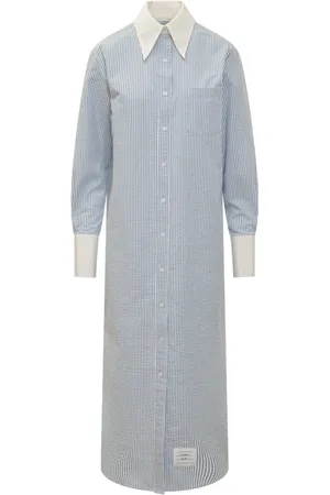Thom Browne Femme, Robes, Bleu, Taille: 36 FR Robe-chemise à rayures