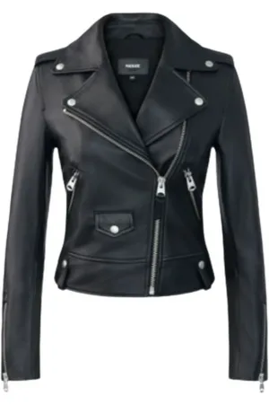 Mackage Femme, Vestes, Noir, Taille: 42 FR Blouson de motard en cuir noir