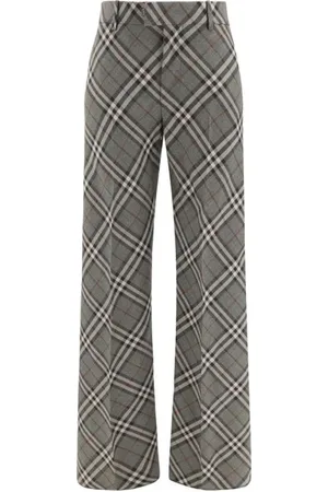 Burberry Femme, Pantalons, Gris, Taille: 34 FR Pantalon Tailleur Évasé à Carreaux