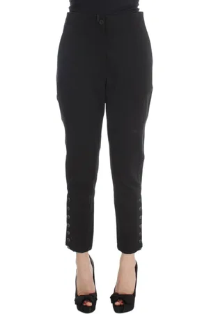 ERMANNO SCERVINO Femme, Pantalons, Noir, Taille: 36 FR Pantalon Capri Court en Mélange de Coton Noir