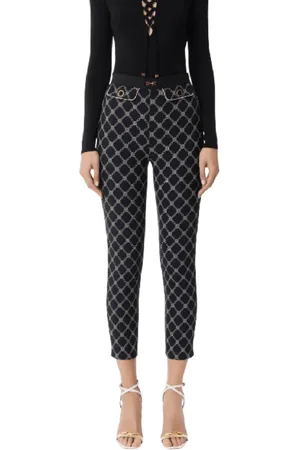 Elisabetta Franchi Femme, Pantalons, Noir, Taille: 40 FR Pantalon Crêpe Imprimé Diamants