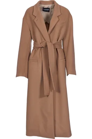 Dondup Femme, Manteaux, Brun, Taille: 40 FR Manteau croisé camel avec ceinture