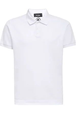 Dsquared2 Homme, Tops, Blanc, Taille: M Polo en coton à col côtelé et logo