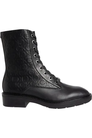 Calvin Klein Femme, Chaussures, Noir, Taille: 40 EU Bottes Combat Edge en Cuir