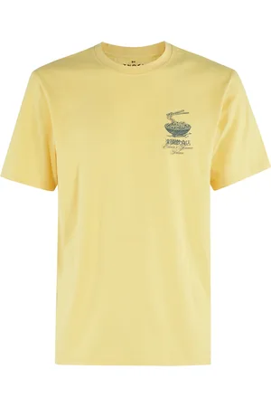 Edwin Homme, Tops, Jaune, Taille: L T-shirt Ramen Palace Jaune Logo Print