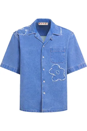Marni Homme, Chemises, Bleu, Taille: M Chemise Bowling en Denim Bleu Clair