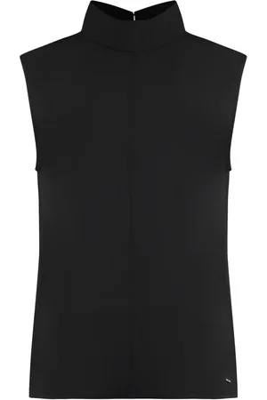 Calvin Klein Femme, Tops, Noir, Taille: 42 FR Chemisier Crêpe à Fentes Latérales