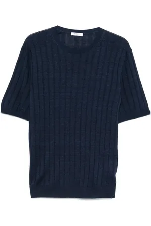 Boglioli Homme, Tops, Bleu, Taille: S Pull en Lin Bleu Élégant Écologique