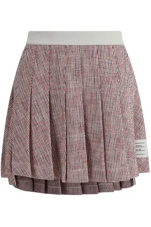 Thom Browne Femme, Jupes, Rose, Taille: 38 FR Mini-jupe plissée en tweed avec ceinture élastique