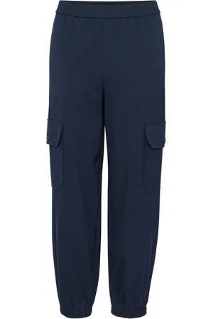 Part Two Femme, Pantalons, Bleu, Taille: 34 FR Pantalon Bleu Marine à Taille Élastique
